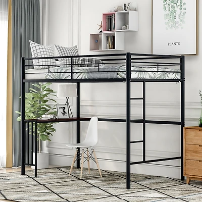 Streamdale Twin Loft Bed with Desk and Safety Rails