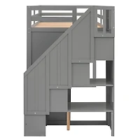 Streamdale 3-Shelf Loft Bed with Storage Units and Ladder