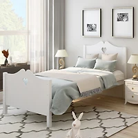 Streamdale Twin Bed Frame with Wood Slats, Headboard, and Footboard
