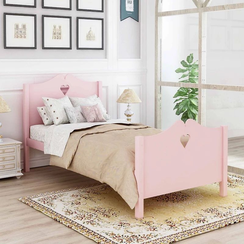 Streamdale Twin Bed Frame with Wood Slats, Headboard, and Footboard