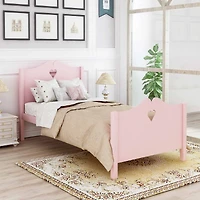 Streamdale Twin Bed Frame with Wood Slats, Headboard, and Footboard