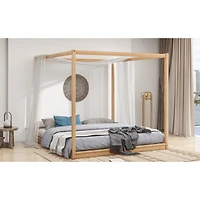 Streamdale King Canopy Platform Bed With Support Legs