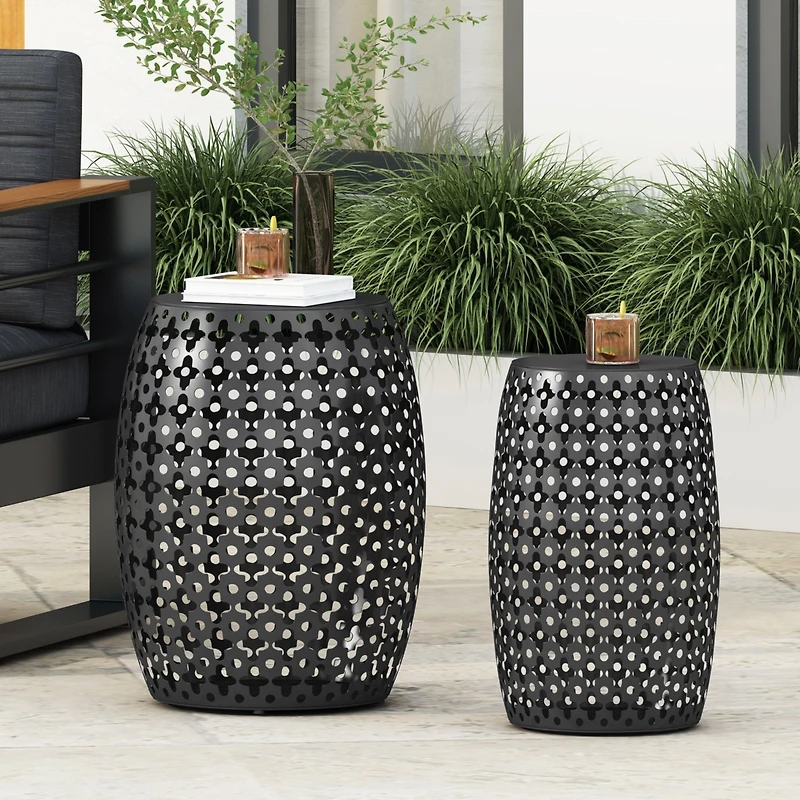 Streamdale Modern No Assembly Gold Iron Cut Accent Table Set