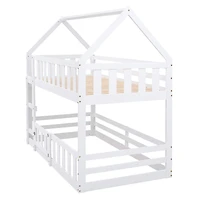 Streamdale Twin Over House Bunk Bed With Fence And Door