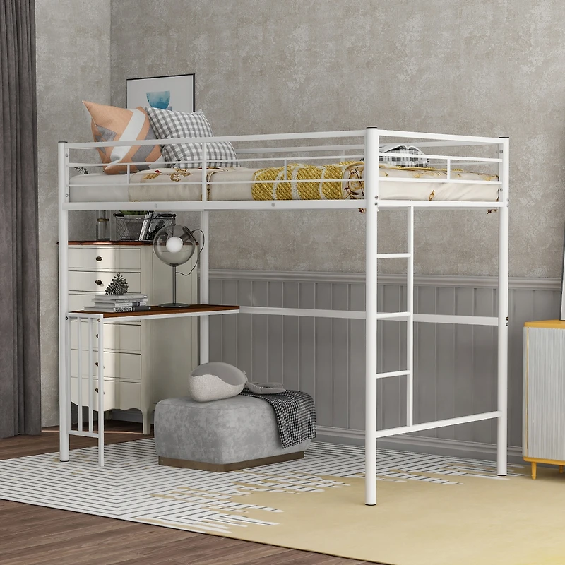 Streamdale Twin Loft Bed with Desk and Safety Rails