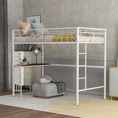 Streamdale Twin Loft Bed with Desk and Safety Rails