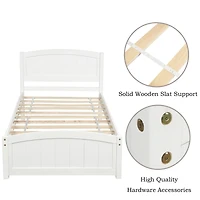 Streamdale Wood Platform Bed With Headboard, Footboard And Wood Slat Support Twin