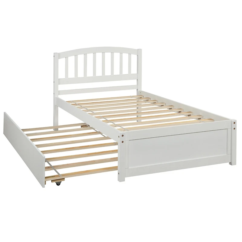 Streamdale Twin Platform Bed Wood Frame With Trundle