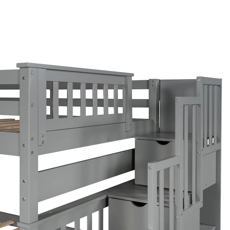 Streamdale Full Over Bunk Bed With Shelves And 6 Storage Drawers