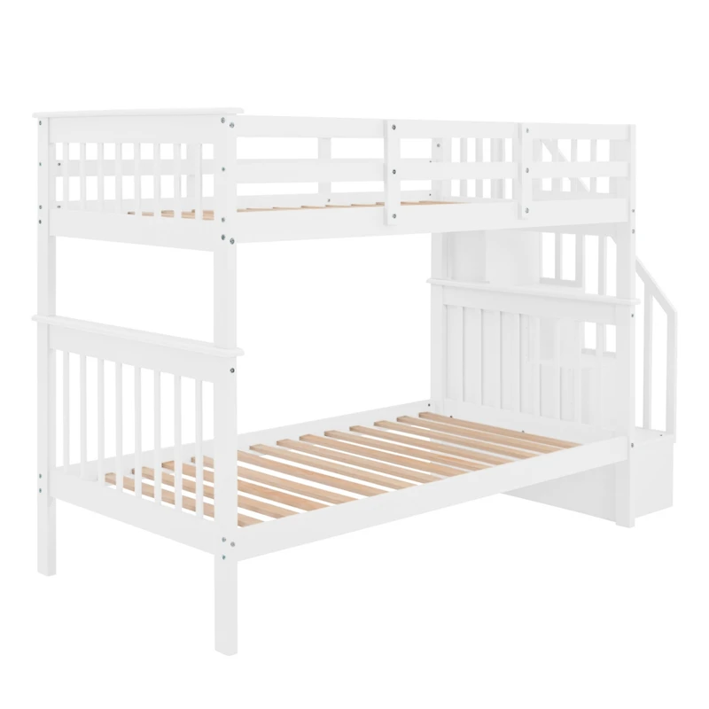 Streamdale Twin-Over-Twin Bunk Bed with Storage and Rail