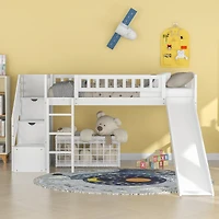 Streamdale Stairway Twin Loft Bed With Two Drawers And Slide