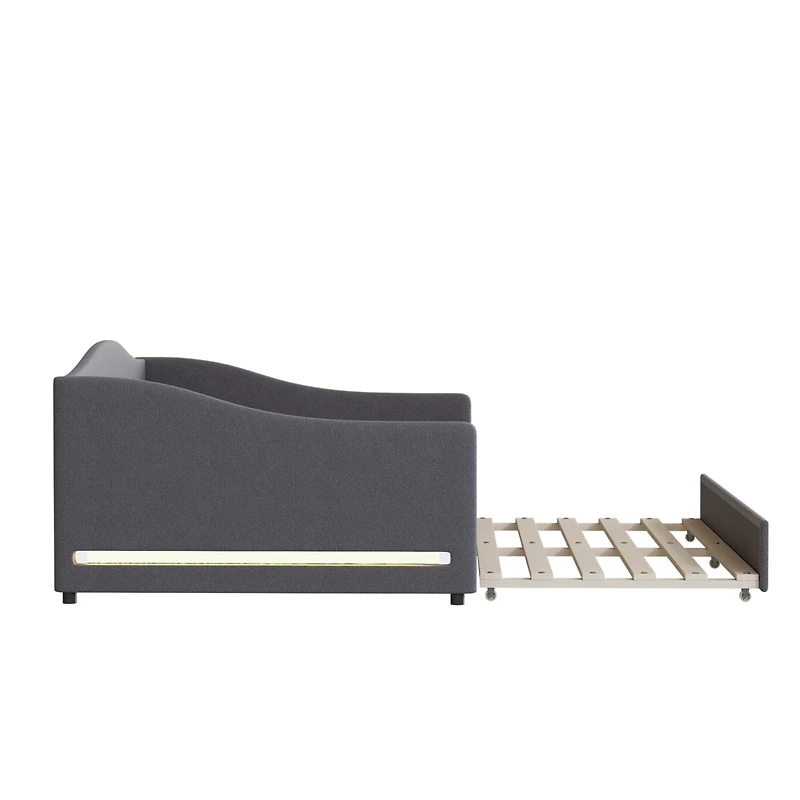 Streamdale Teddy Fleece Full Upholstered Daybed With Light And Trundle