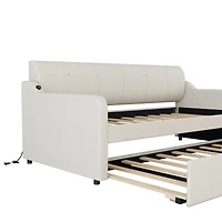 Streamdale Twin Upholstery Daybed with Trundle and Usb Charging