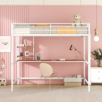 Streamdale Full Metal Loft Bed With Desk And Shelves