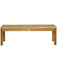 Gymax Patio Garden Acacia Wood Bench Dining Bench w/ Slatted Seat Indonesia Teak