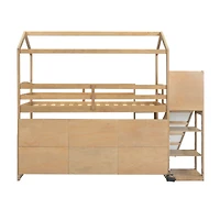 Streamdale Twin Loft Bed with Slide, Shelves, Light