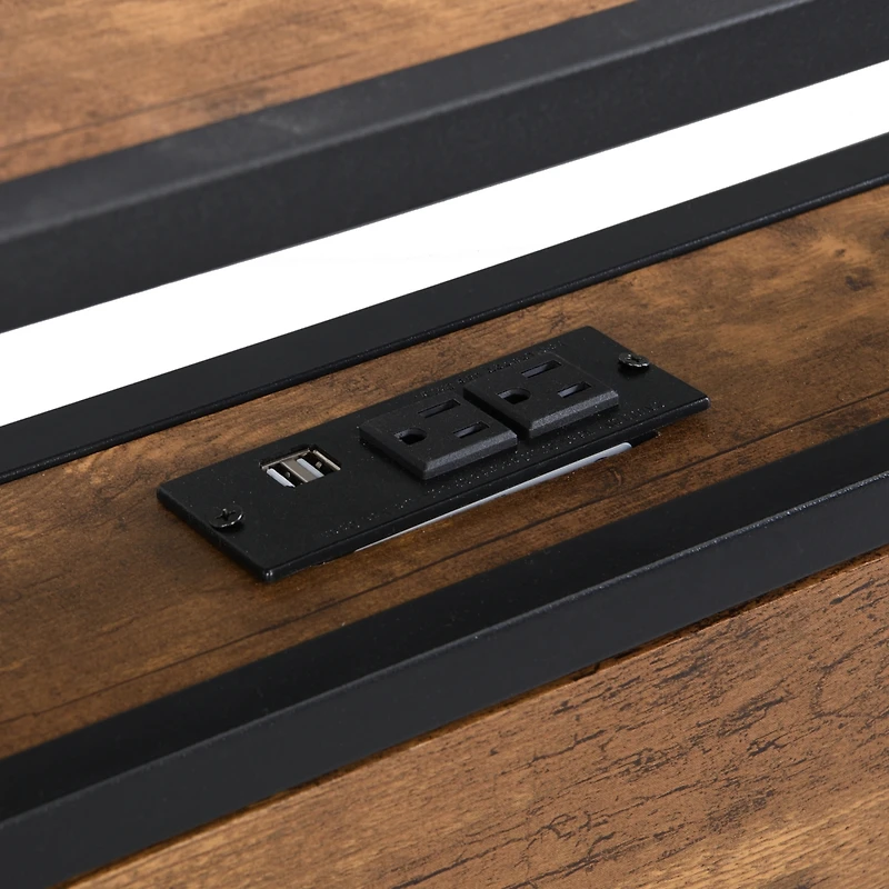 Metal Platform Bed Frame with Headboard & Usb, Storage