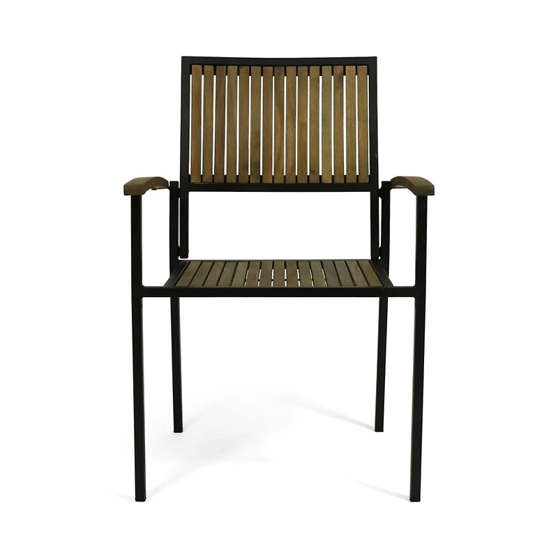 Streamdale Modern Industrial Acacia Wood Dining Chairs (Set of 2)