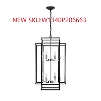 Adjustable Black Geometric Foyer Pendant Light with Chromed Base