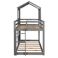 Streamdale Twin Over Bunk Bed Wood With Roof, Window, Guardrail, Ladder