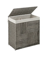 Slickblue 29 Gallons Laundry Hamper with Convenient Handles and Removable Liner Bag-Grey