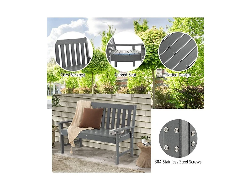All-Weather Hdpe Outdoor Bench with Backrest and Armrests