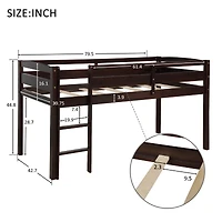 Streamdale Twin Wood Loft Bed Low Loft Beds With Ladder, Twin