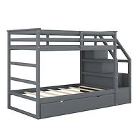 Streamdale Twin-Over-Twin Bunk Bed With Twin Trundle And 3 Storage Stairs