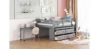Streamdale White Loft Bed with Desk and Drawers