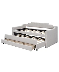 Simplie Fun Twin Upholstered Daybed With Trundle And Three Drawers
