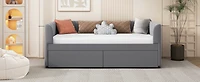 Streamdale Pink Upholstered Daybed with Ergonomic Backrest and Drawers