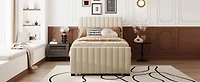 Streamdale Twin Velvet Upholstered Platform Bed With Trundle, Pink