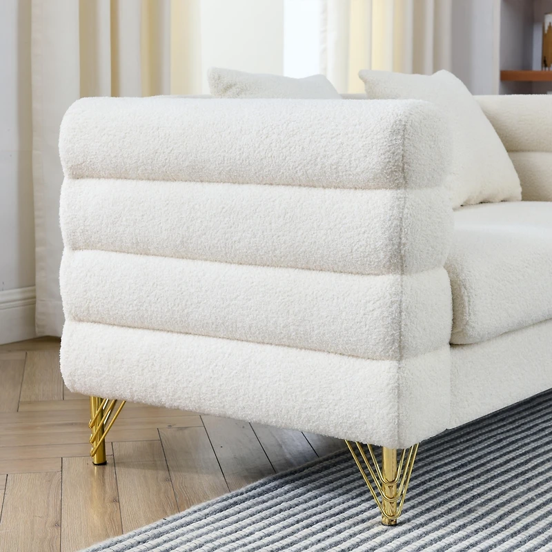 Streamdale 3 Seater + 3 Seater Combination Sofa.White Teddy(Ivory)