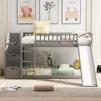 Simplie Fun Stairway Twin Over Twin Bunk Bed With Two Drawers And Slide
