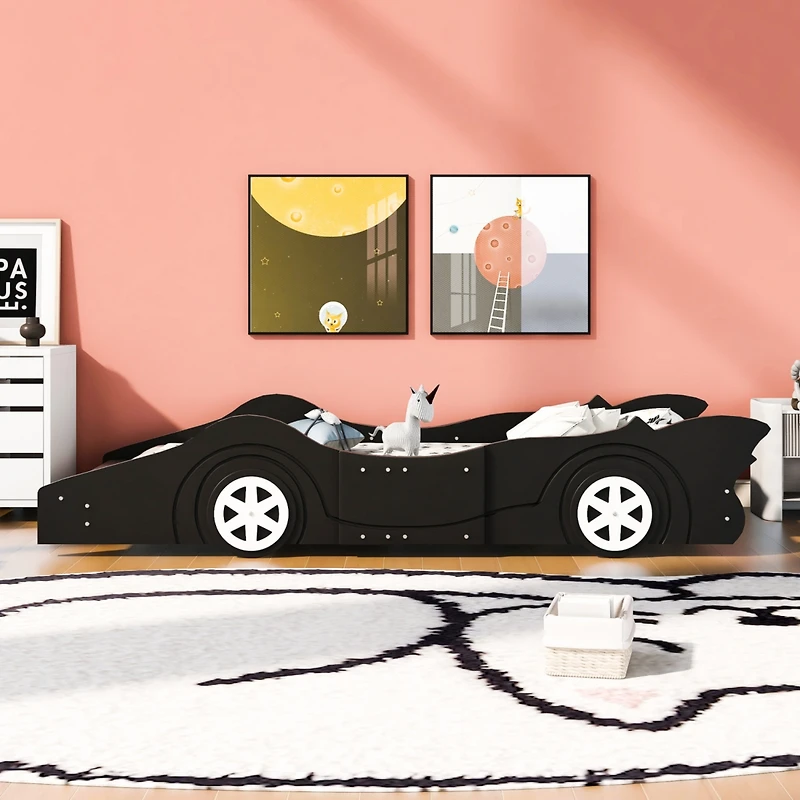Streamdale Twin Race Car-Shaped Platform Bed With Wheels
