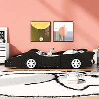 Streamdale Twin Race Car-Shaped Platform Bed With Wheels