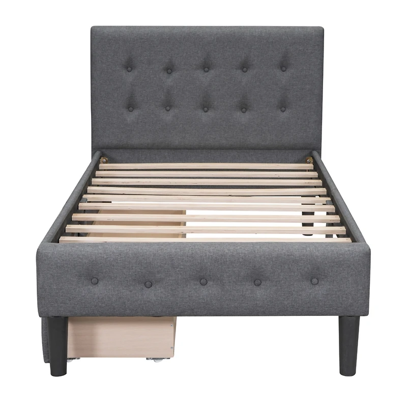 Streamdale Twin Size Upholstered Platform Bed With 2 Drawers