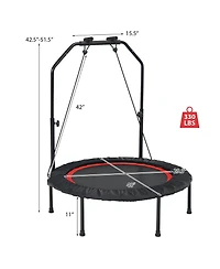 Slickblue 40 Inch Foldable Fitness Rebounder with Resistance Bands Adjustable Home