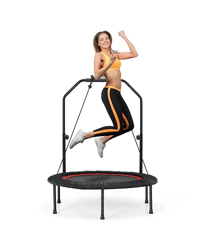 Slickblue 40 Inch Foldable Fitness Rebounder with Resistance Bands Adjustable Home