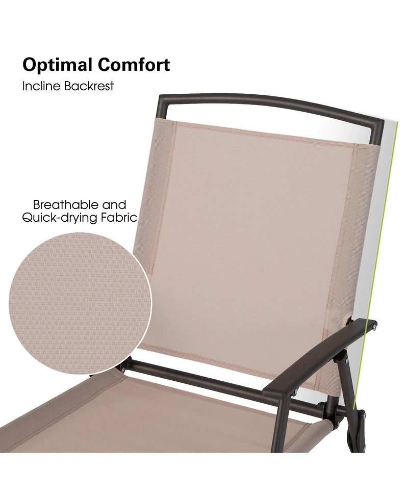 Slickblue Set of 2 Patio Dining Chairs with Armrests and Rustproof Steel Frame-Beige