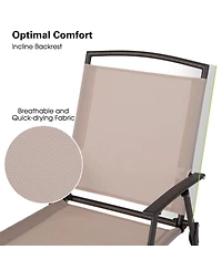 Slickblue Set of 2 Patio Dining Chairs with Armrests and Rustproof Steel Frame-Beige