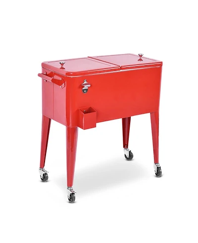 Slickblue Red Portable Outdoor Patio Cooler Cart