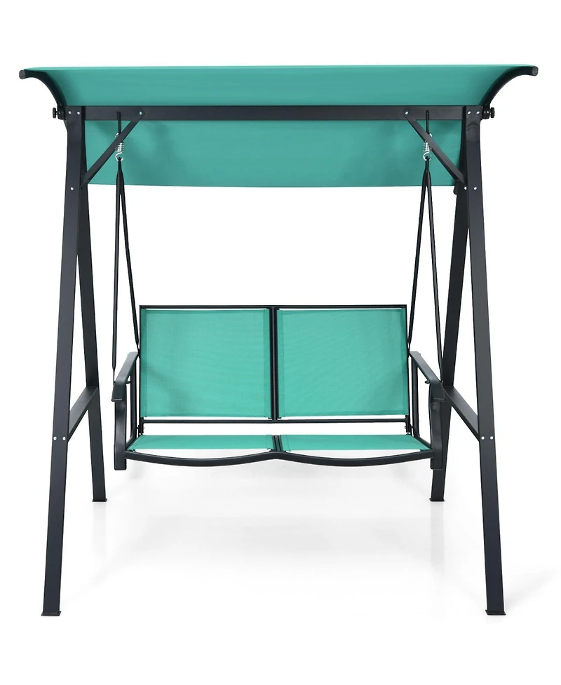 Slickblue 2 Person Patio Swing with Weather Resistant Glider and Adjustable Canopy