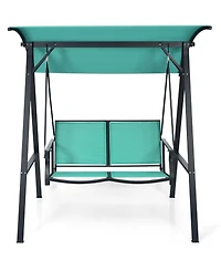 Slickblue 2 Person Patio Swing with Weather Resistant Glider and Adjustable Canopy