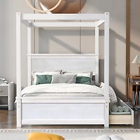 Streamdale Full-size wood canopy bed with drawers, no box spring needed