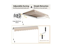 Slickblue 12 x 10 Feet Retractable Patio Awning Aluminum Sunshade Shelter-Beige
