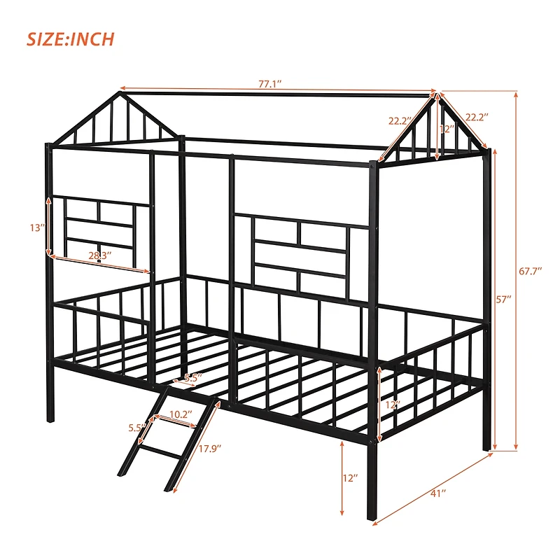 Streamdale Twin Metal Bed Frame with Slat Support