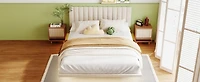 Streamdale Queen Velvet Bed with Headboard and Light Sensor