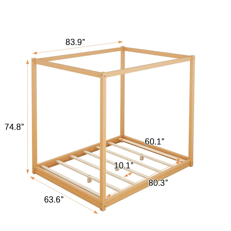 Streamdale Queen Canopy Platform Bed With Support Legs