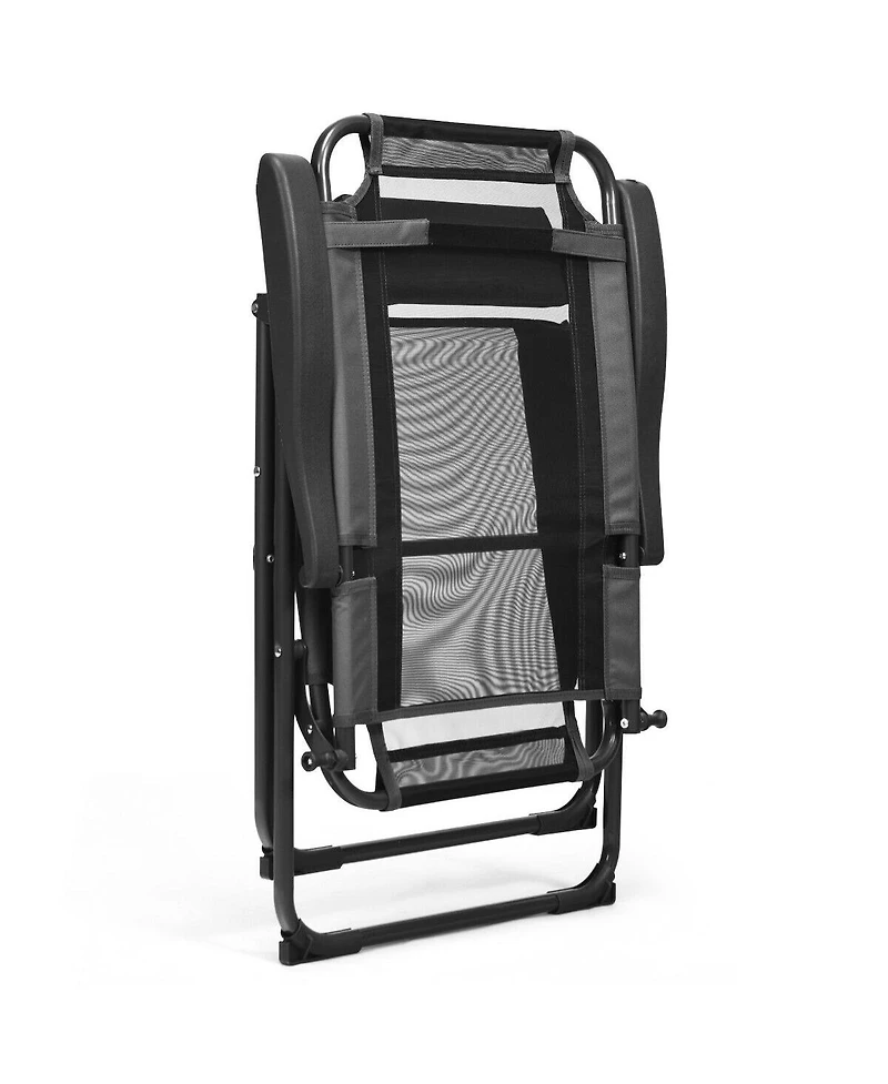 Slickblue 4 Pieces Patio Garden Adjustable Reclining Folding Chairs with Headrest